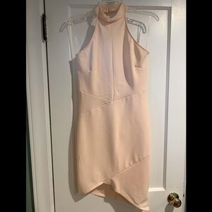 Light pink halter asymmetrical dress